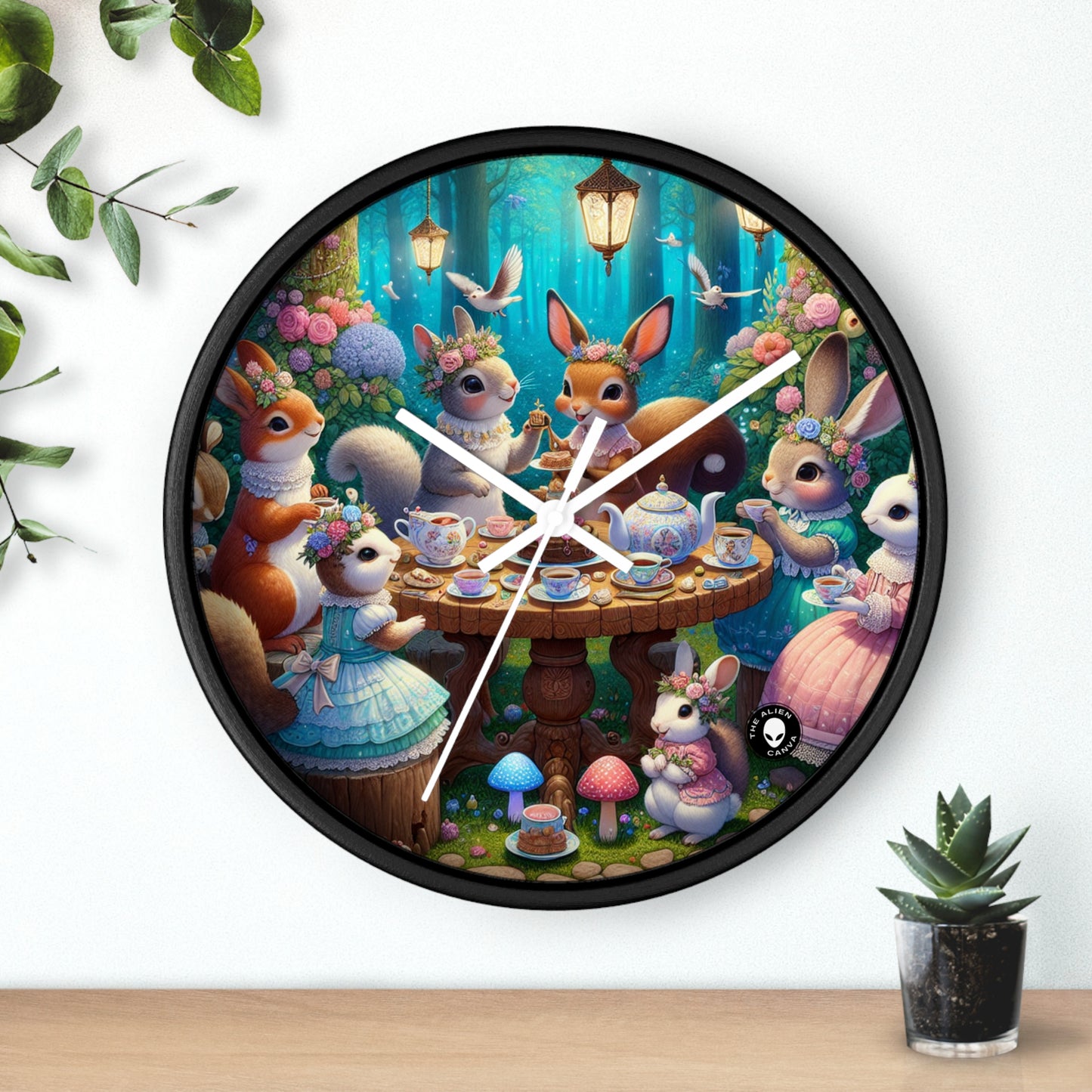 "Enchanted Tea Party in the Woodland Glade" - The Alien Wall Clock