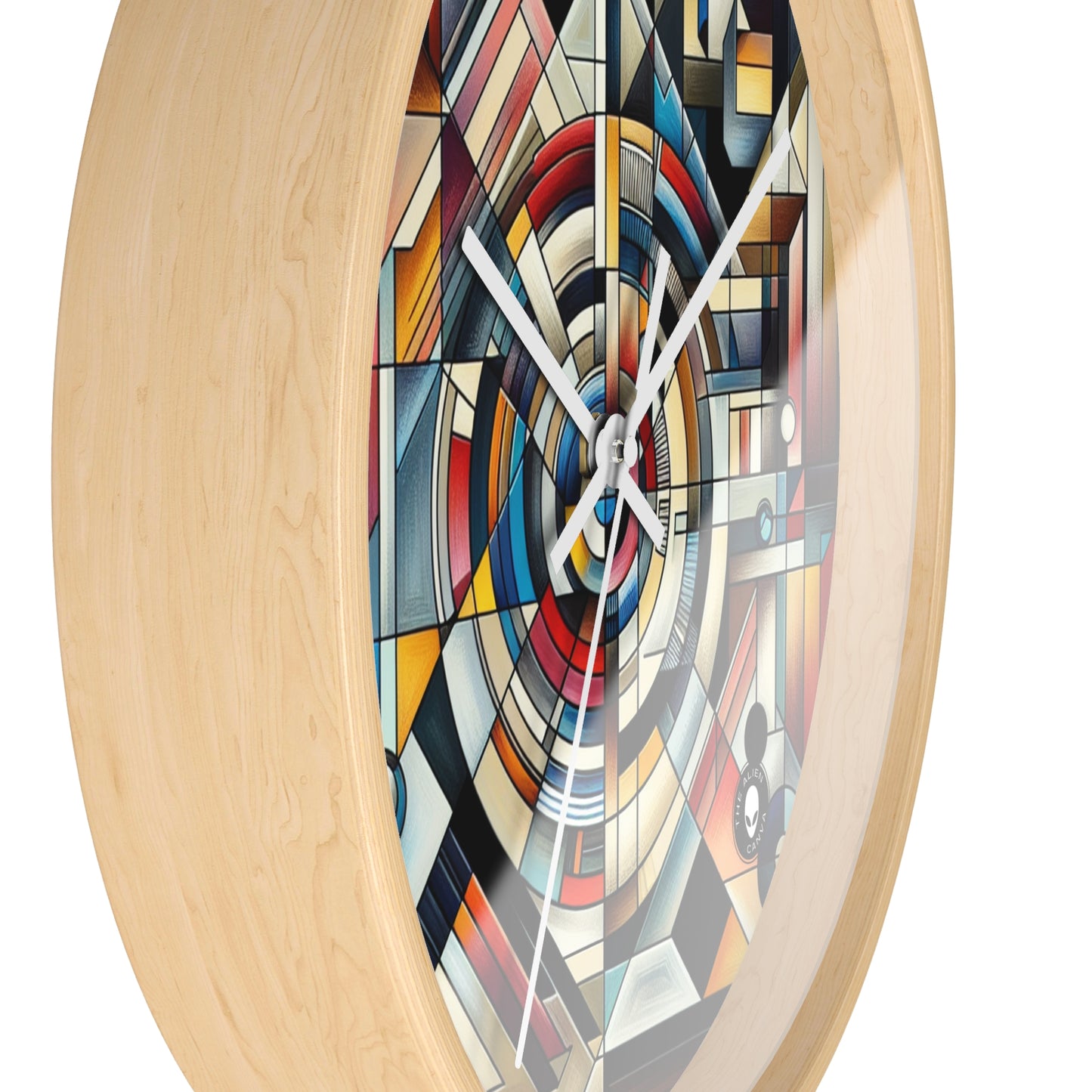 "City Lights: Geometric Nightfall" - The Alien Wall Clock Geometric Abstraction