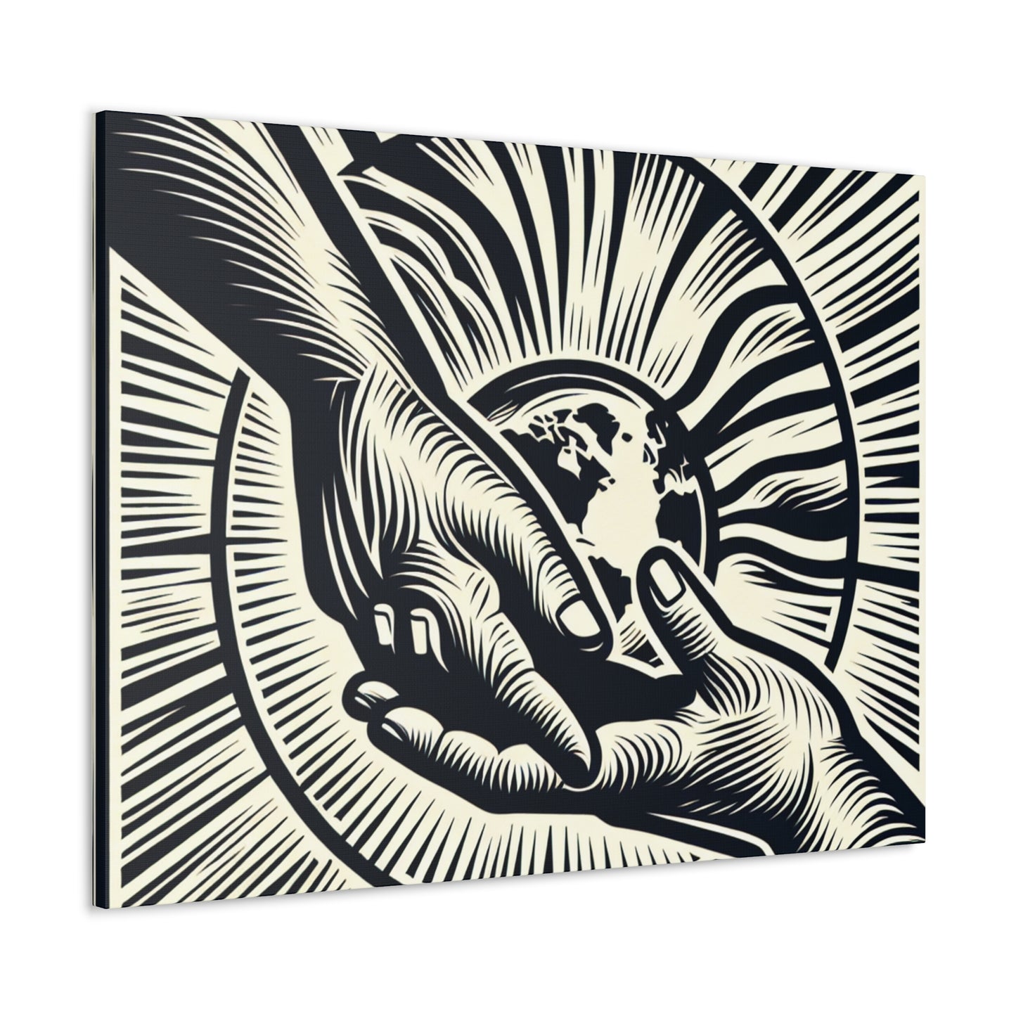 "Uniting Hands, Uniting Nations" - The Alien Canva Woodcut Printing Style