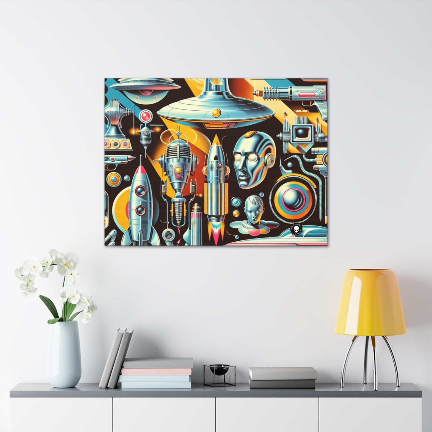 "Neon Deco: A Retro-Futuristic Utopia" - The Alien Canva Retro-futurism