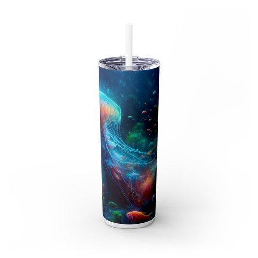 « Méduses lumineuses dans le monde sous-marin enchanté » - Verre fin Alien Maars® avec paille 20 oz