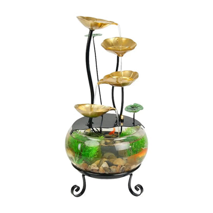 Simple Desktop Home Glass Fish Tank Fortune Flowing Water Ornaments