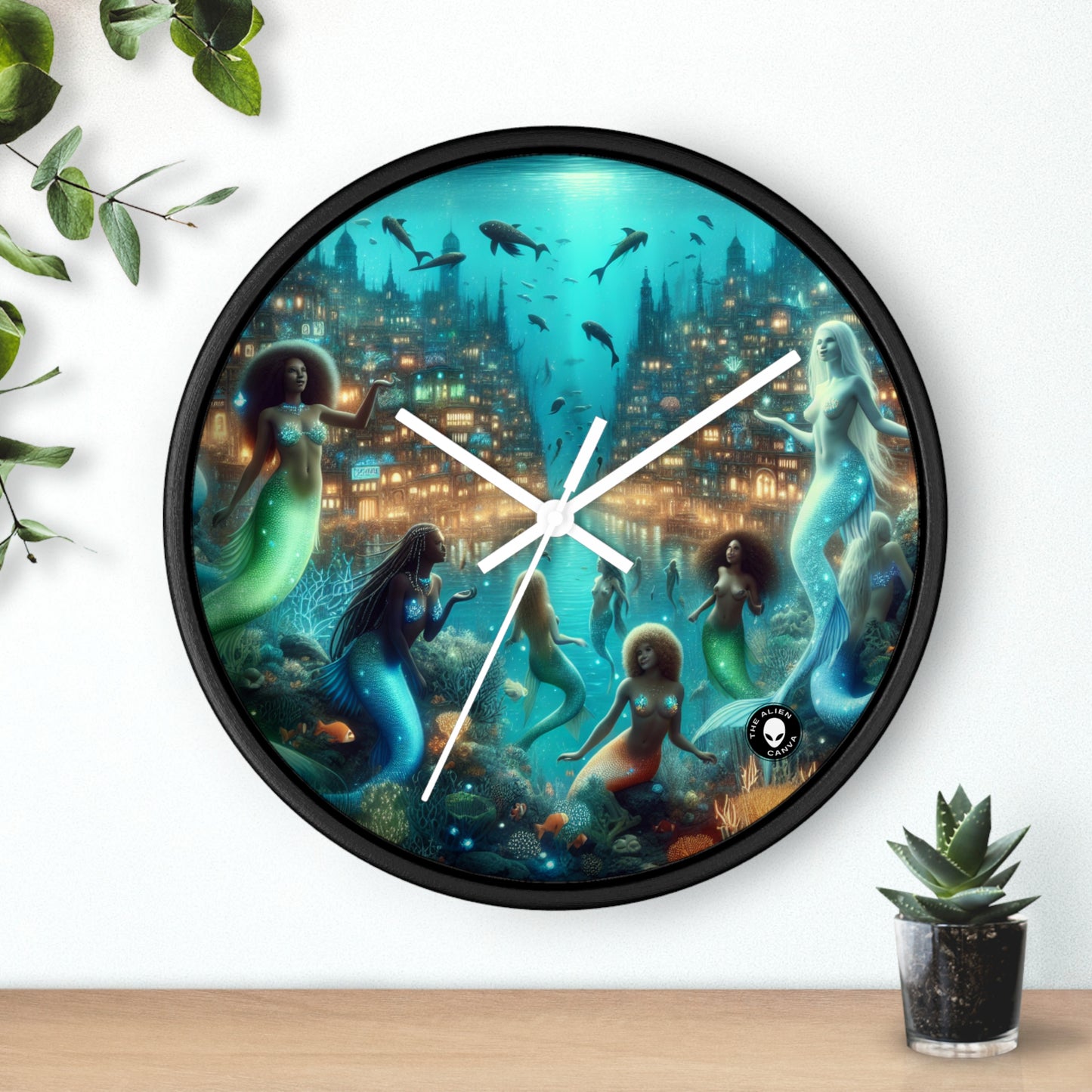 "Profundidades relucientes: la ciudad submarina encantada" - El reloj de pared alienígena