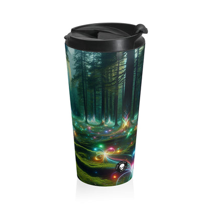 - Crystal-Enchanted Forest: A Tapestry of Light - The Alien Stainless Steel Travel Mug