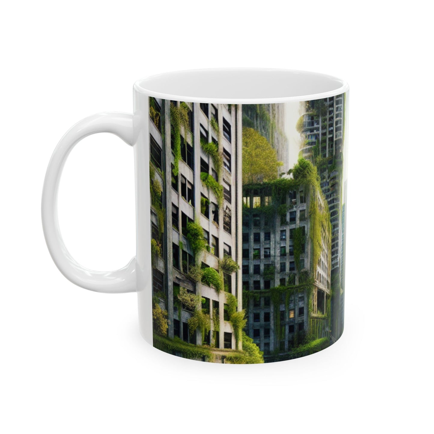 "Nature's Reclamation: A Futuristic Urban Jungle" - The Alien Ceramic Mug 11oz