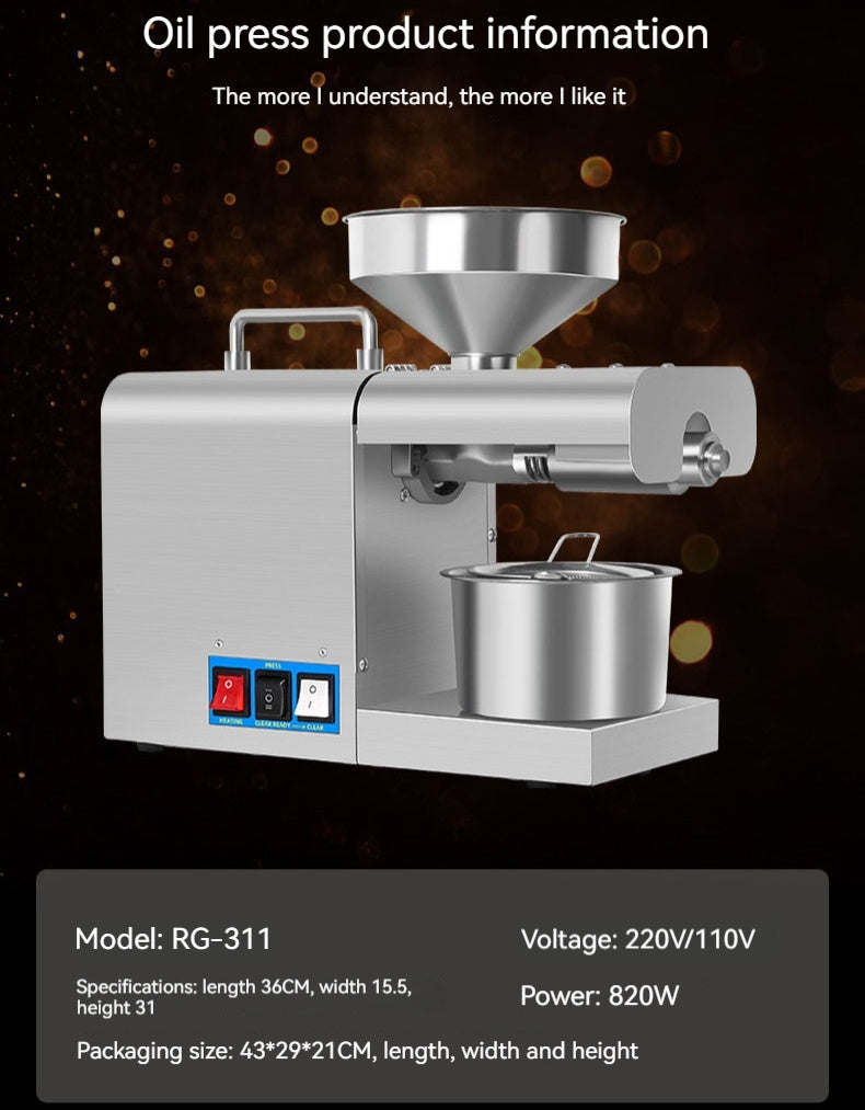 Prensa de aceite doméstica Xiangwei RG-311 y Rg-312