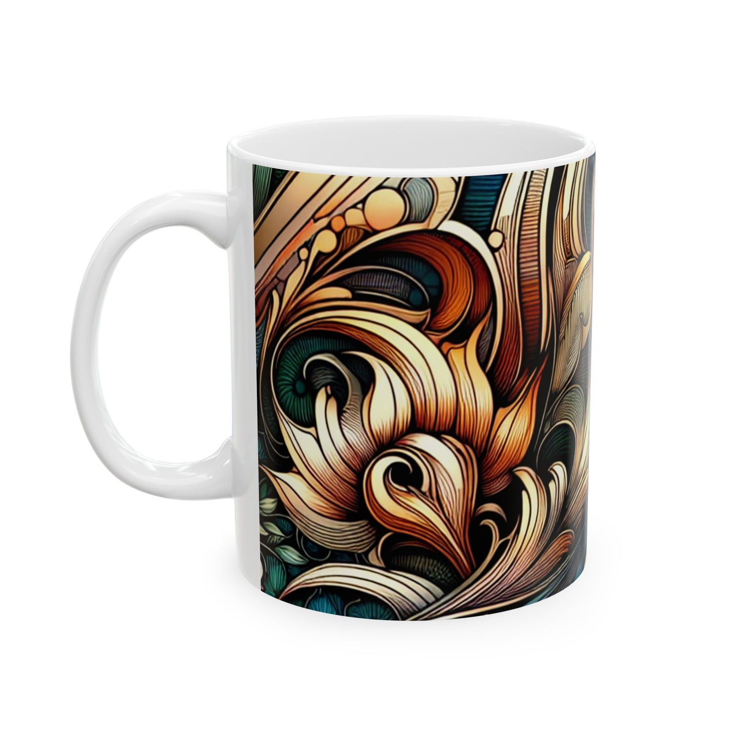 "Élégance florale : Affiche du jardin botanique Art Nouveau" - The Alien Mug en céramique 11oz Art Nouveau