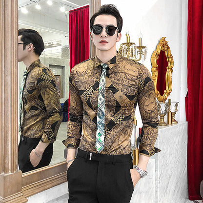 Printed men's long sleeve shirt