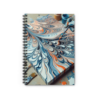 "Tilting the Canvas: Acrylic Pouring Exploration" - The Alien Spiral Notebook (Ruled Line) Acrylic Pouring Style