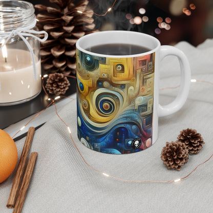 "The Timeless Garden: A Surreal Fusion of Nature and Time" - The Alien Ceramic Mug 11oz Surrealism