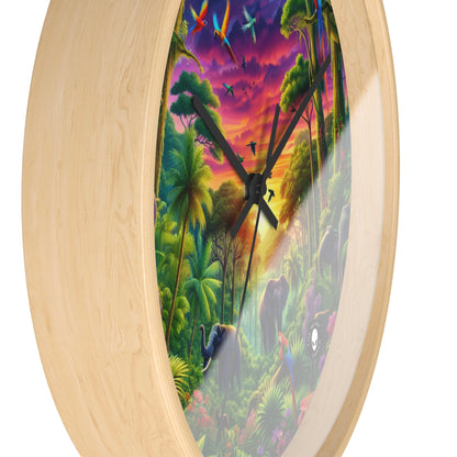 "Sundown in the Wild: A Rainbow Jungle Adventure" - The Alien Wall Clock