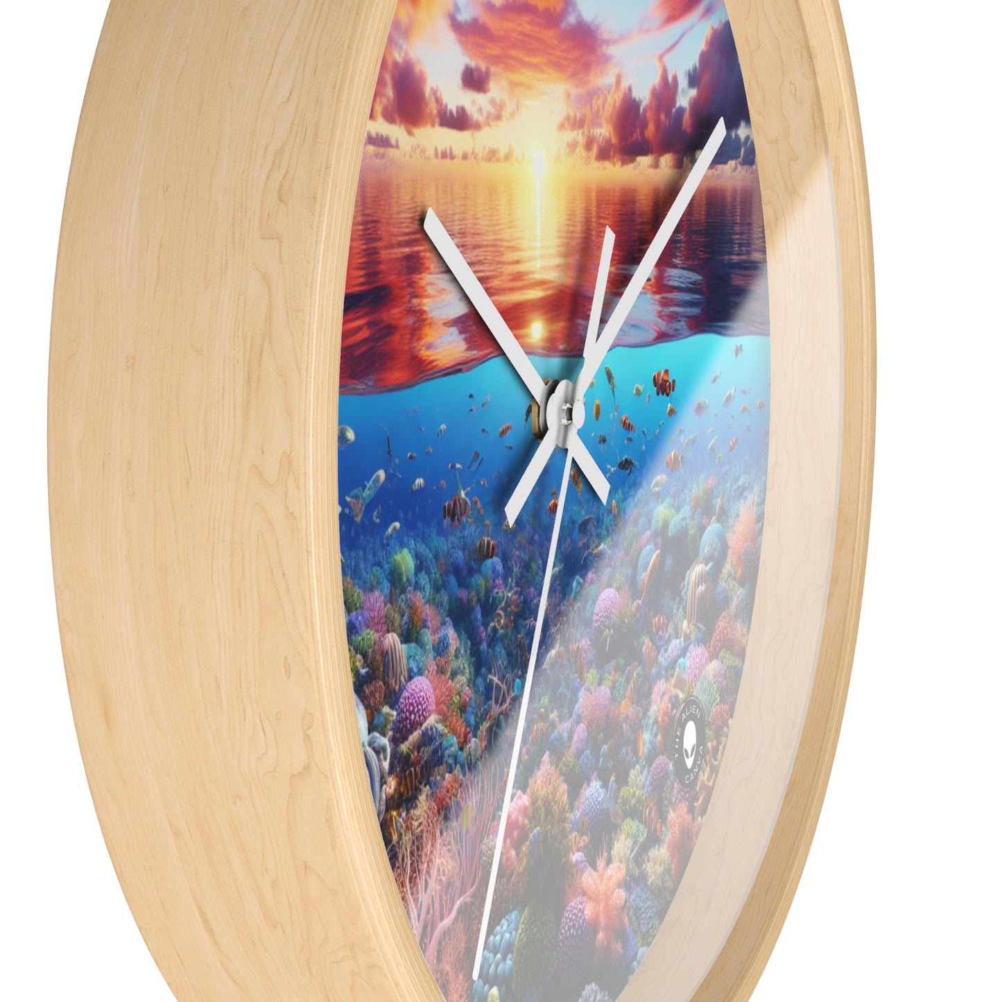 "Sunset Splendor : Récif de corail sous-marin" - L'horloge murale extraterrestre