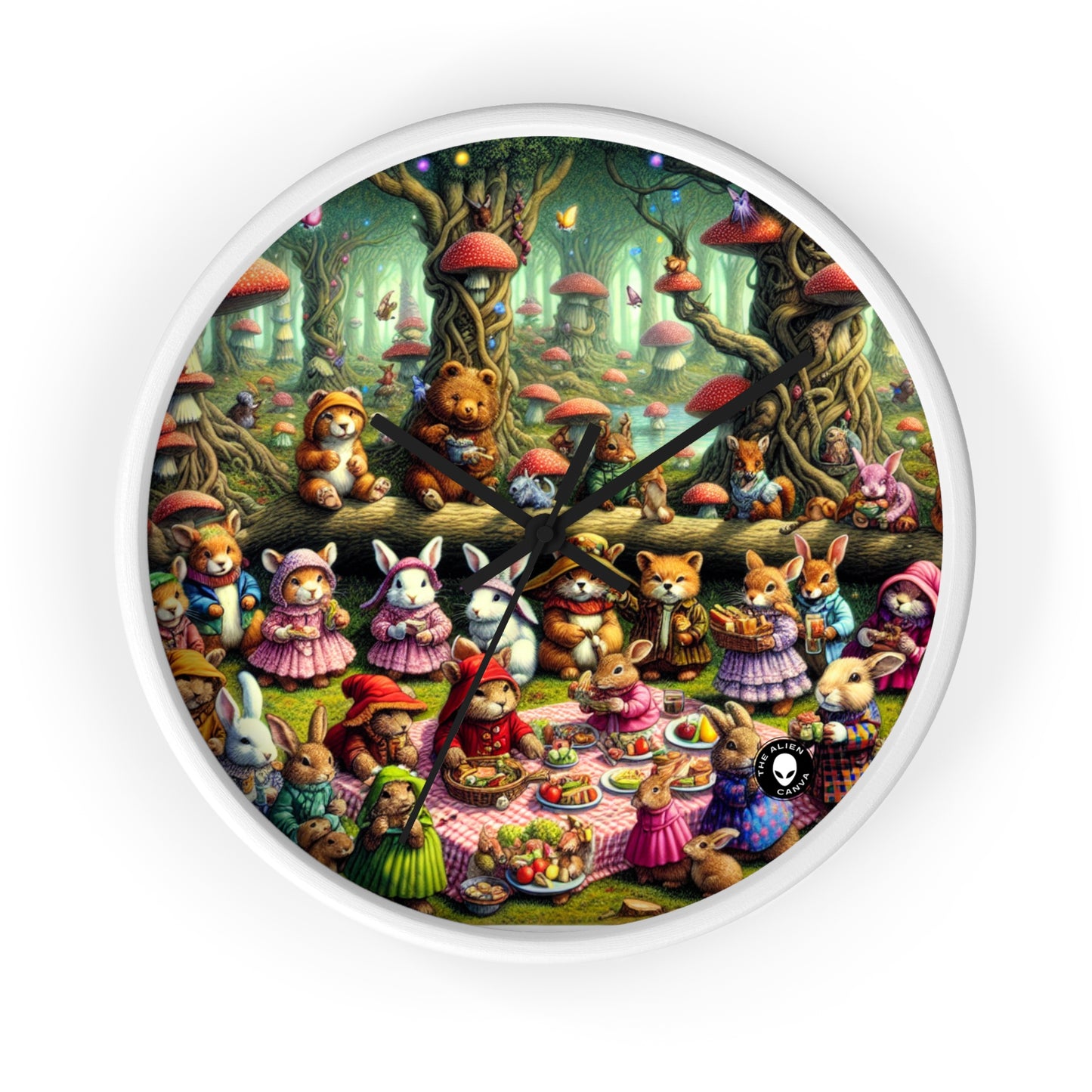 "Fantastical Forest Picnic: Animal Fashion Show" - The Alien Wall Clock