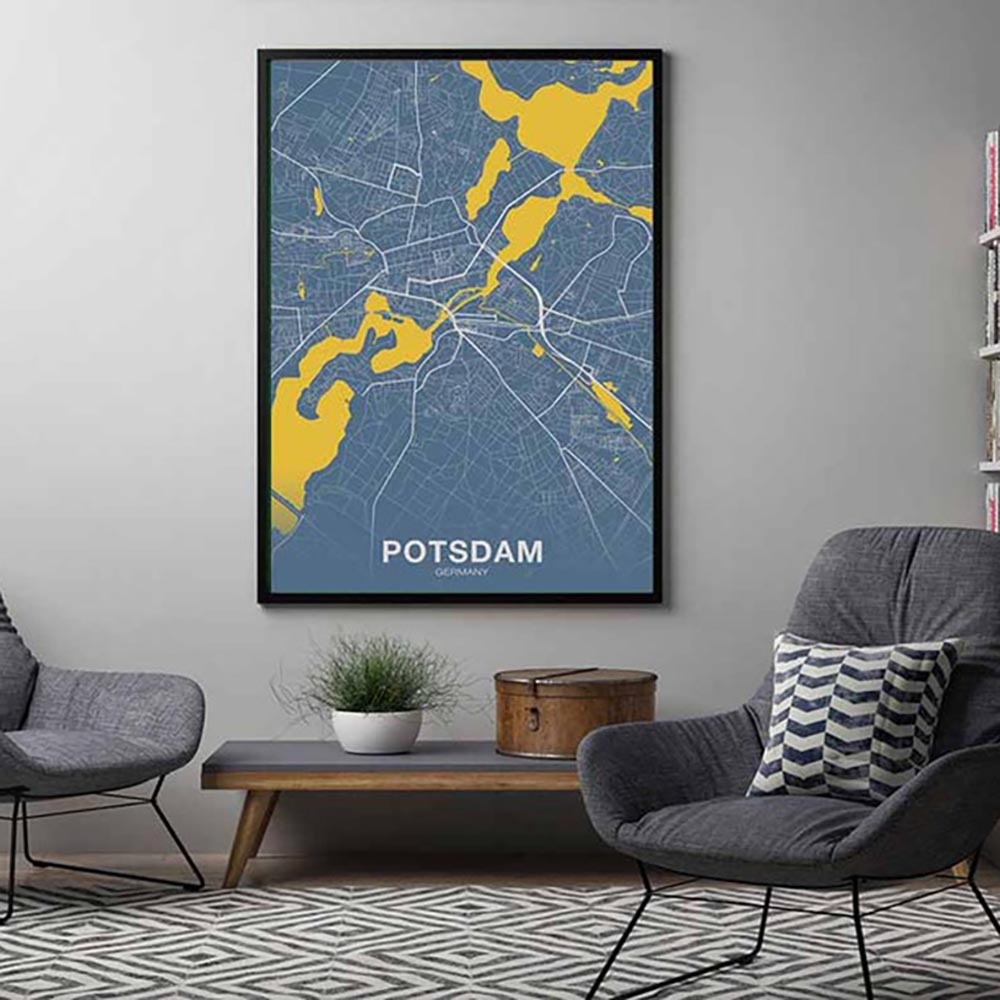 Potsdam World Map Abstract Colorful Poster Home Wall Decor Modern Picture