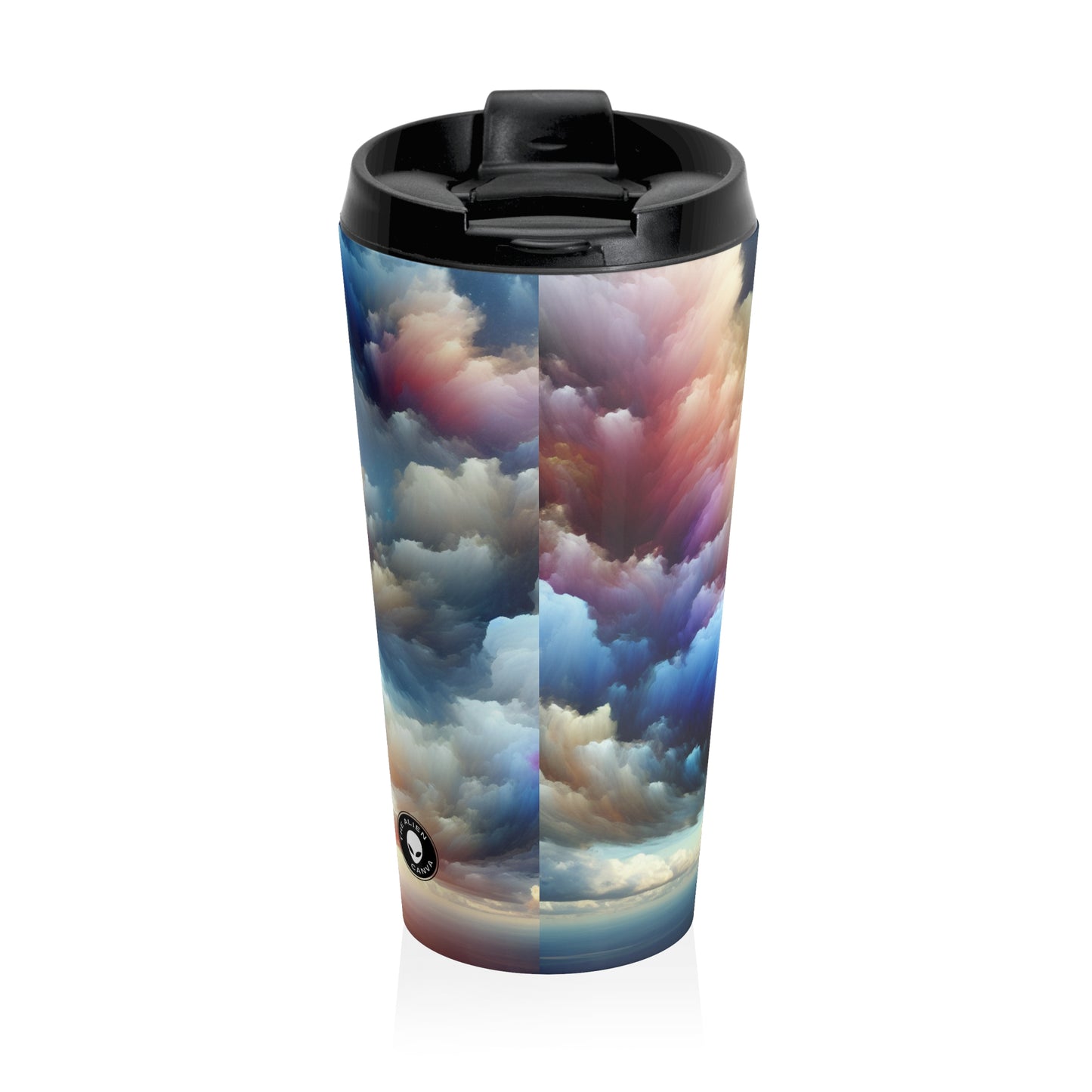 "Rainbow Cloudscape: A Surreal Watercolor Dream" - The Alien Stainless Steel Travel Mug