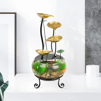 Simple Desktop Home Glass Fish Tank Fortune Flowing Water Ornaments