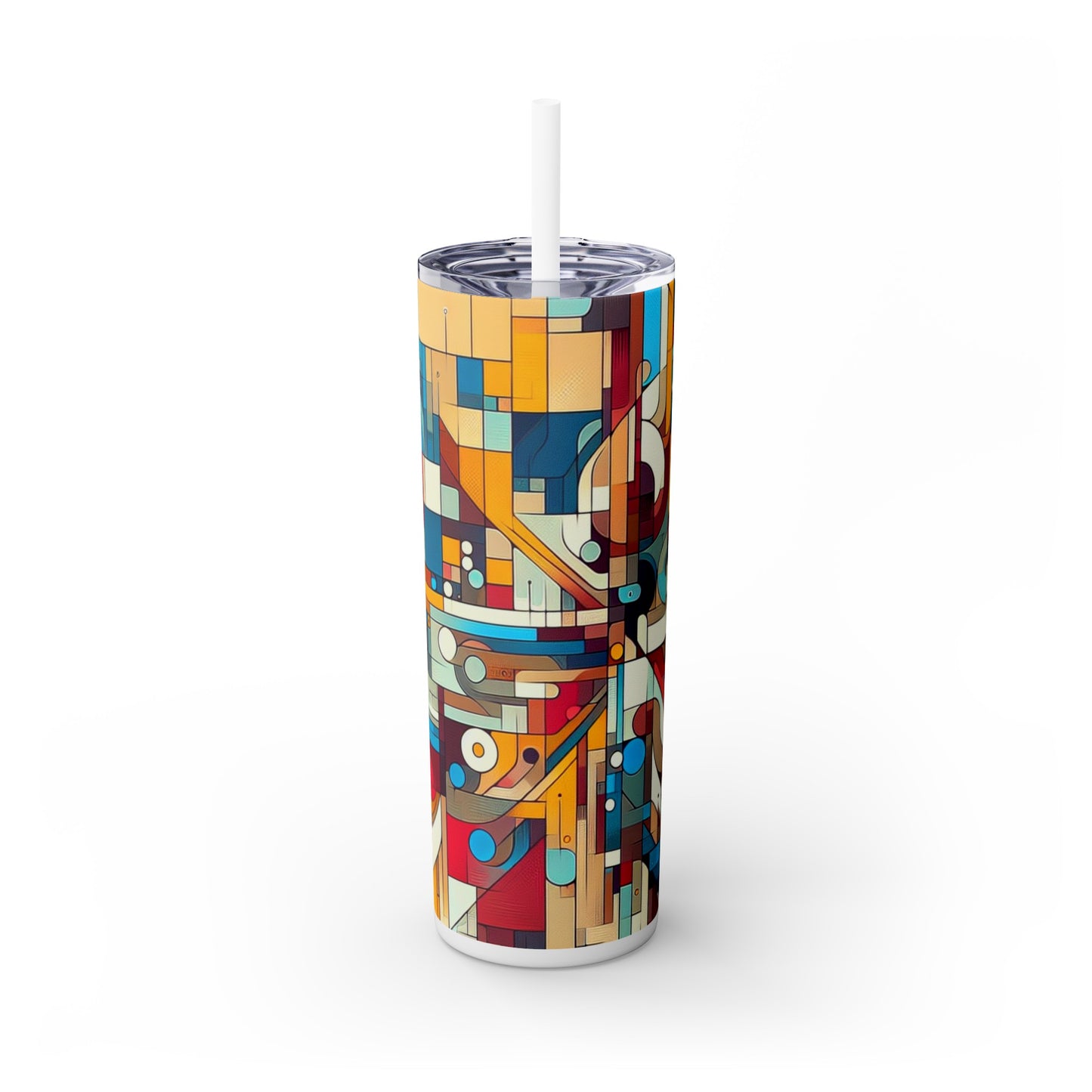 "Galactic Whirlwind: An Abstract Exploration of Cosmic Mysteries" - The Alien Maars® Skinny Tumbler with Straw 20oz Abstract Art