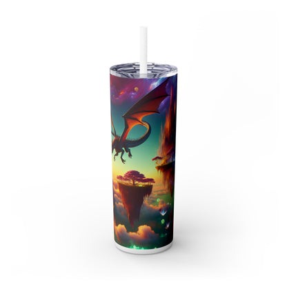 "El vuelo del dragón en el reino fantástico": vaso estrecho con pajita de 20 oz de Alien Maars®