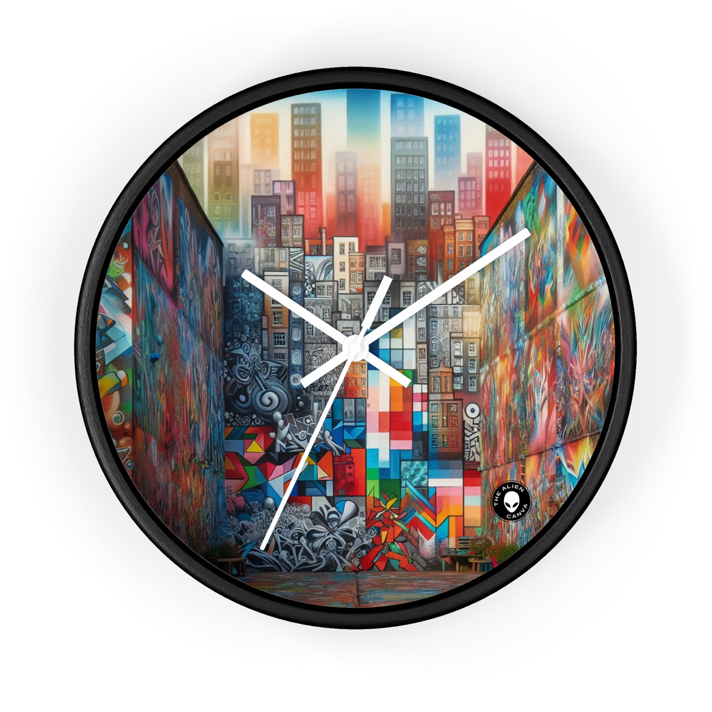 "Revolting Renaissance: A Vibrant Urban Uprising" - The Alien Wall Clock Street Art / Graffiti