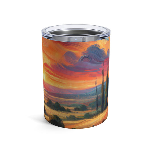 "Harmonious Vistas: A Post-Impressionist Celebration of Nature and Rural Life" - The Alien Tumbler 10oz Post-Impressionism