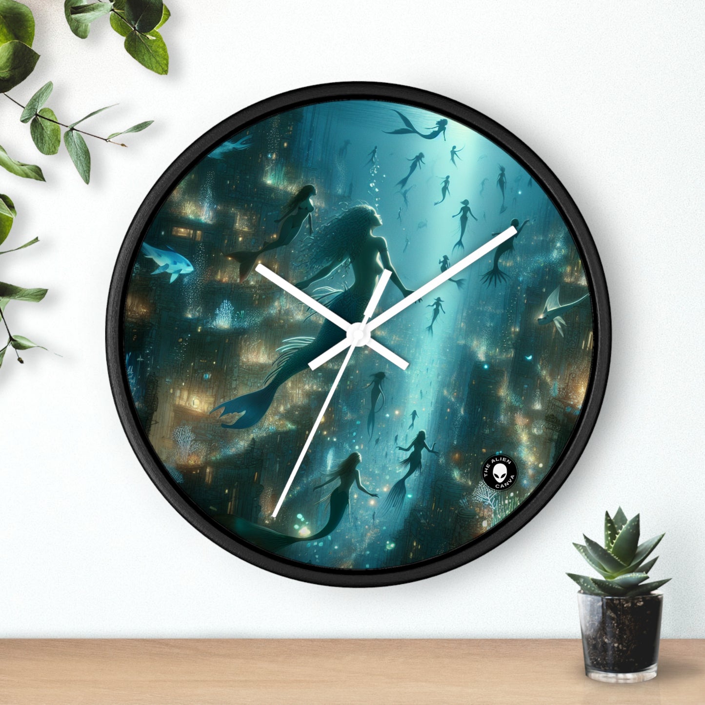 "Enchantment Below: A Bioluminescent Underwater Metropolis" - The Alien Wall Clock