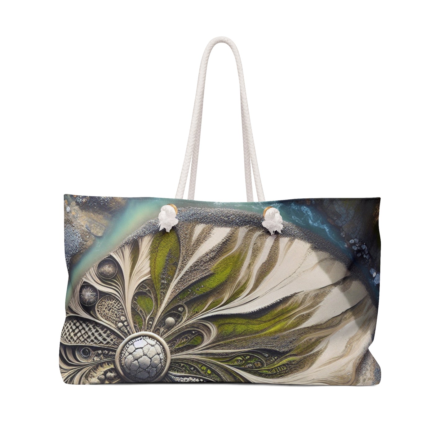 "Sandy Symphony: A Colorful Stone Mosaic on the Beach" - The Alien Weekender Bag Land Art