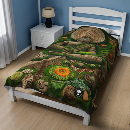 "Forest Mandala: A Harmony of Nature" - The Alien Velveteen Plush Blanket Earth Art