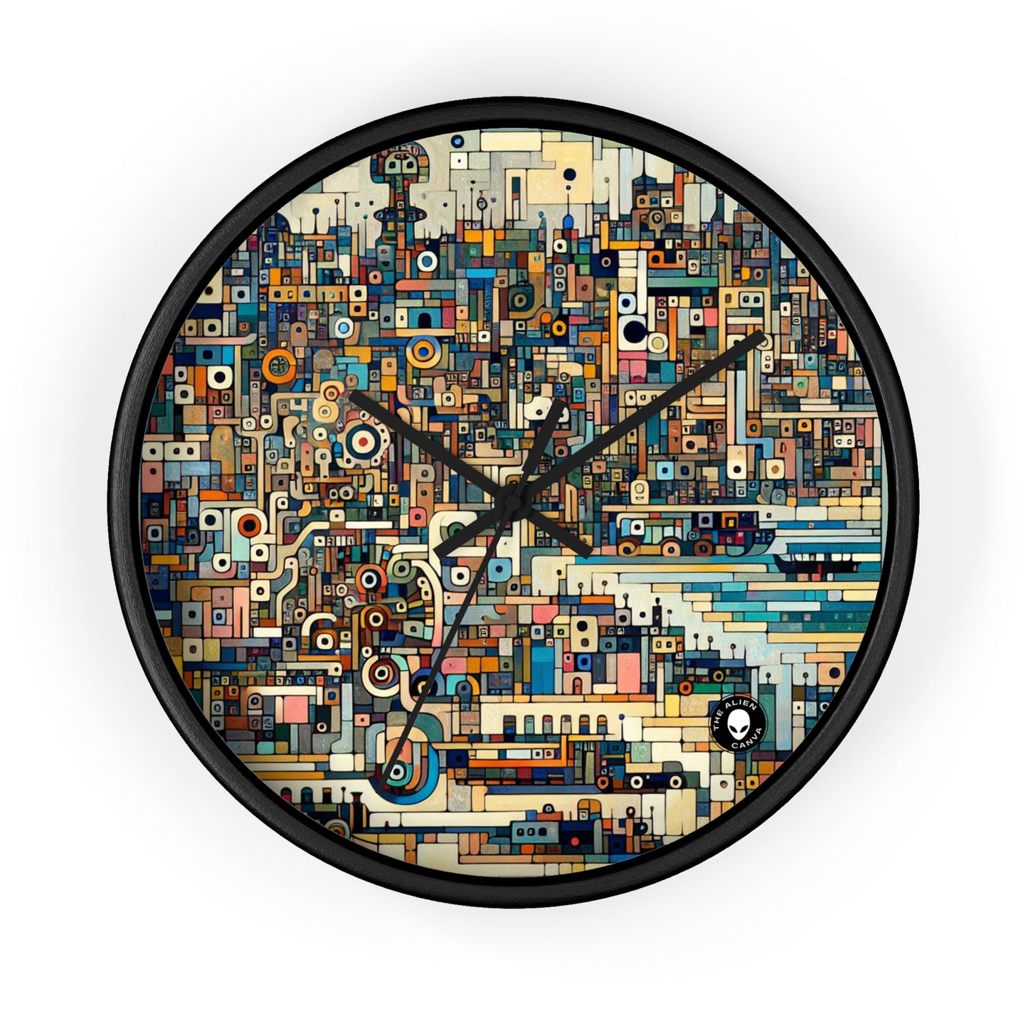 "Neon Nights: Art Brut Reflection of Urban Chaos" - The Alien Wall Clock Art Brut