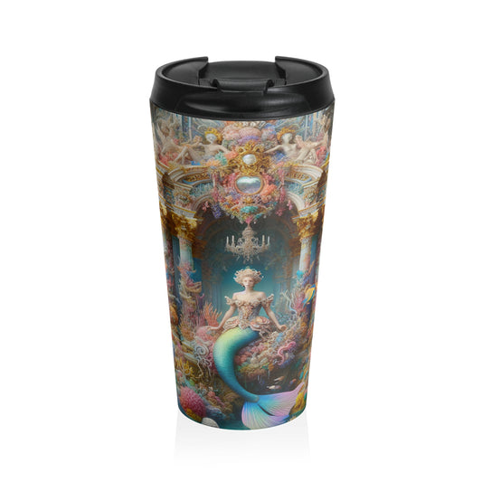"Underwater Splendor: A Rococo Mermaid Palace" - The Alien Stainless Steel Travel Mug Rococo Style