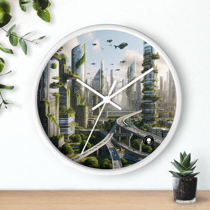 "Nature's Reclamation: A Futuristic Cityscape" - The Alien Wall Clock