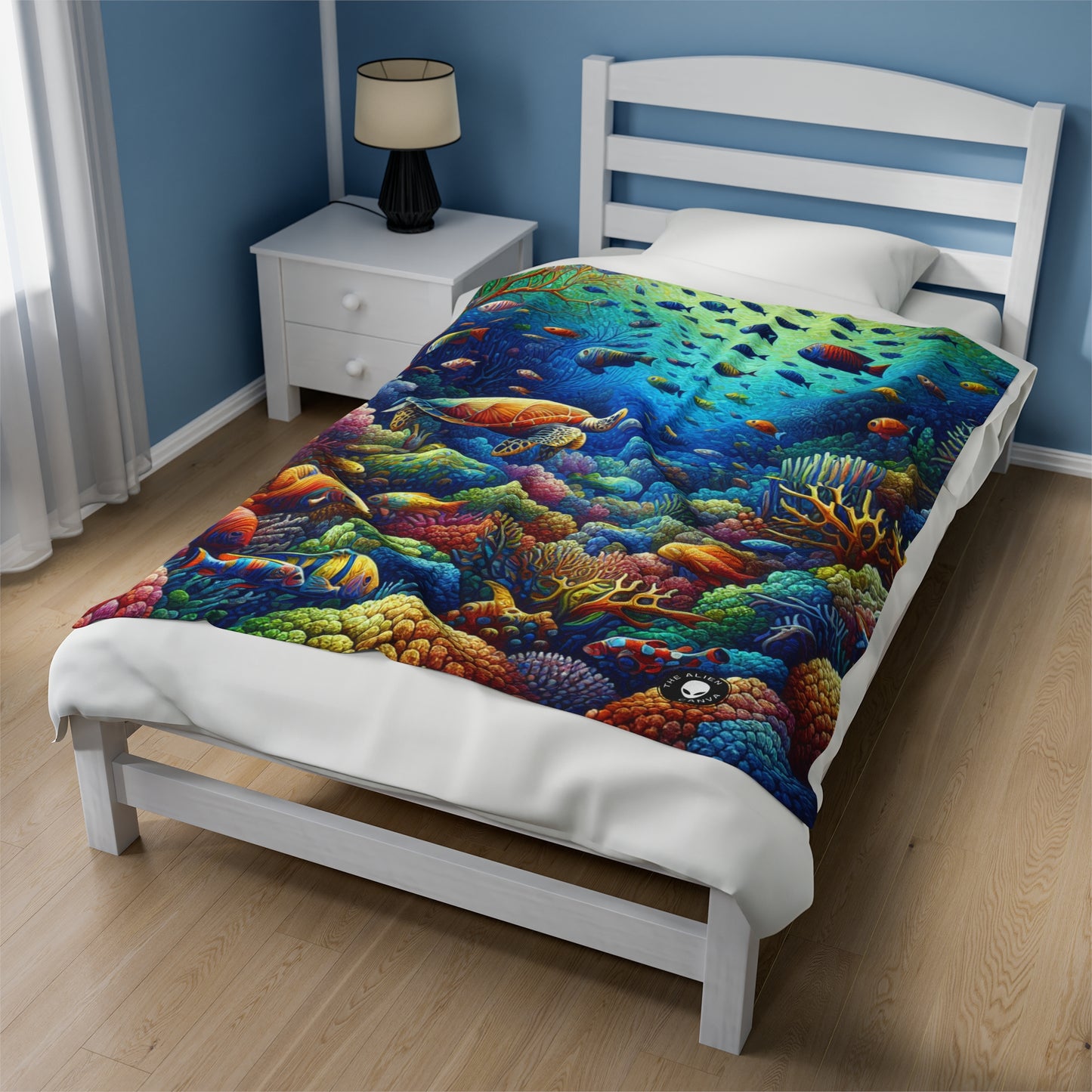 "Marine Paradise: Colorful Coral Reef Wildlife" - The Alien Velveteen Plush Blanket