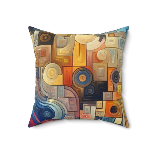 "Night City Rhythms: An Abstract Urban Exploration"- The Alien Spun Polyester Square Pillow Abstract Art