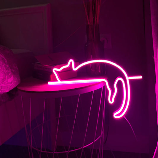 Lumière LED chat émettant de la lumière au néon, lumière décorative pour chambre à coucher