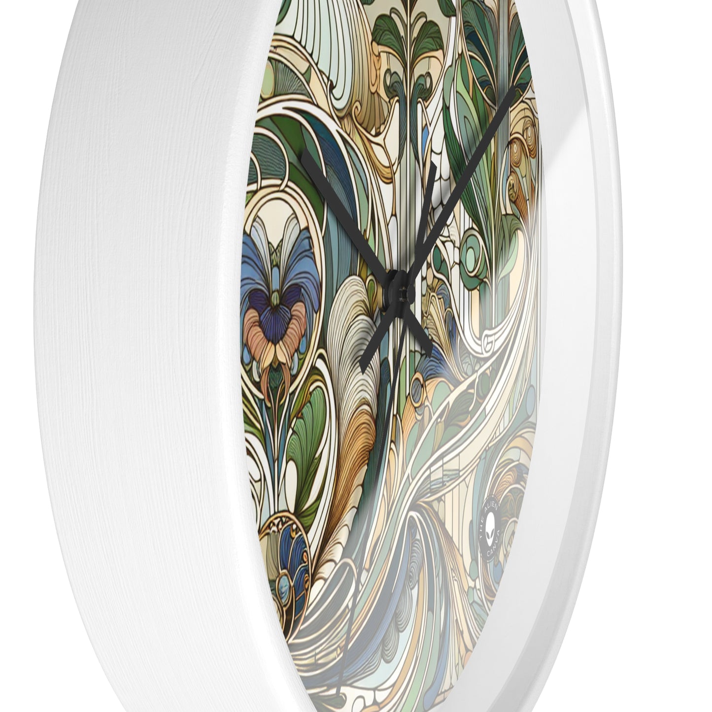 "Encantamiento iluminado por la luna: una serenata mística en el estilo Art Nouveau" - El reloj de pared alienígena Art Nouveau