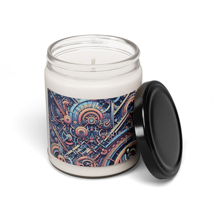 "Chaos & Order: A Dynamic Dance of Colors and Patterns" - The Alien Scented Soy Candle 9oz Algorithmic Art