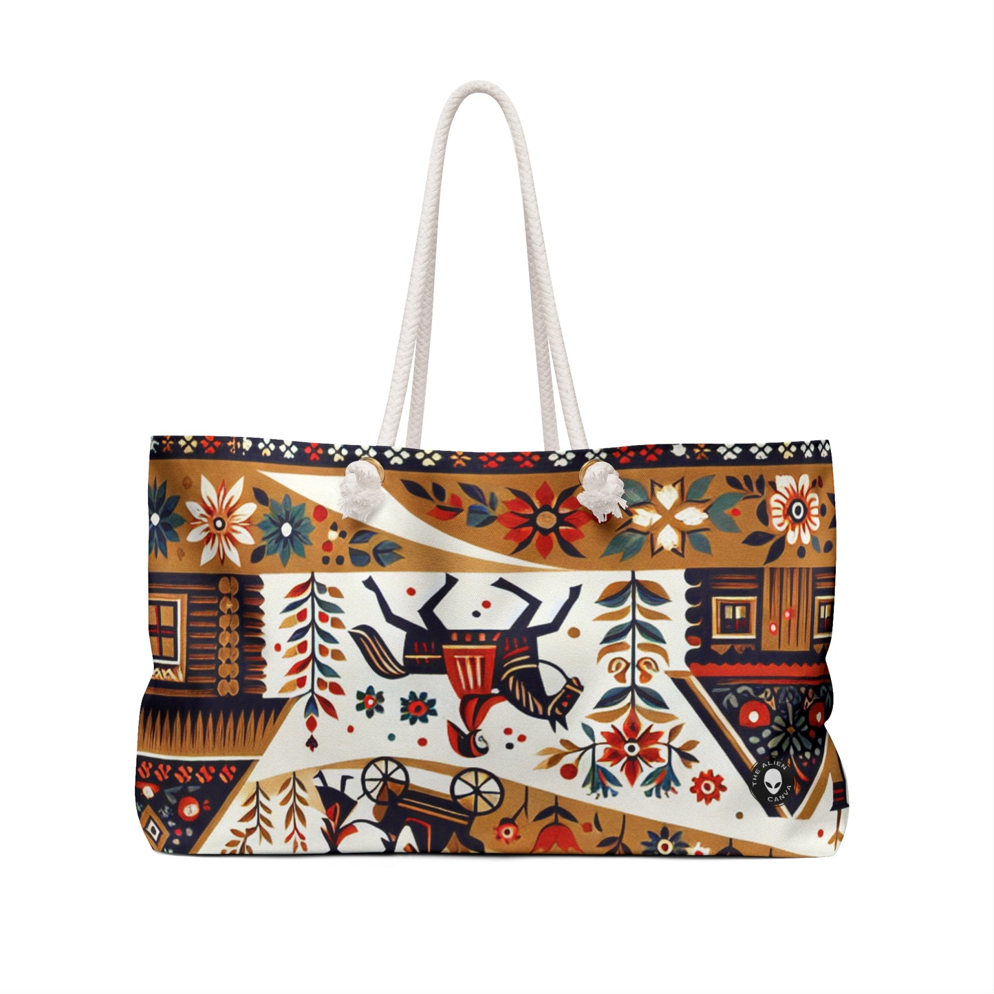 "Ukrainian Village Symphony: A Colorful Folk Art Reflection" - The Alien Weekender Bag Folk Art