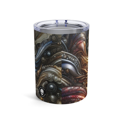 "Bio-Mech Cityscape: Harmonious Fusion" - The Alien Tumbler 10oz Bio-mechanical Art