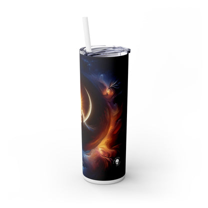 "Celestial Embrace: The Fusion of Sun and Moon" - The Alien Maars® Skinny Tumbler with Straw 20oz