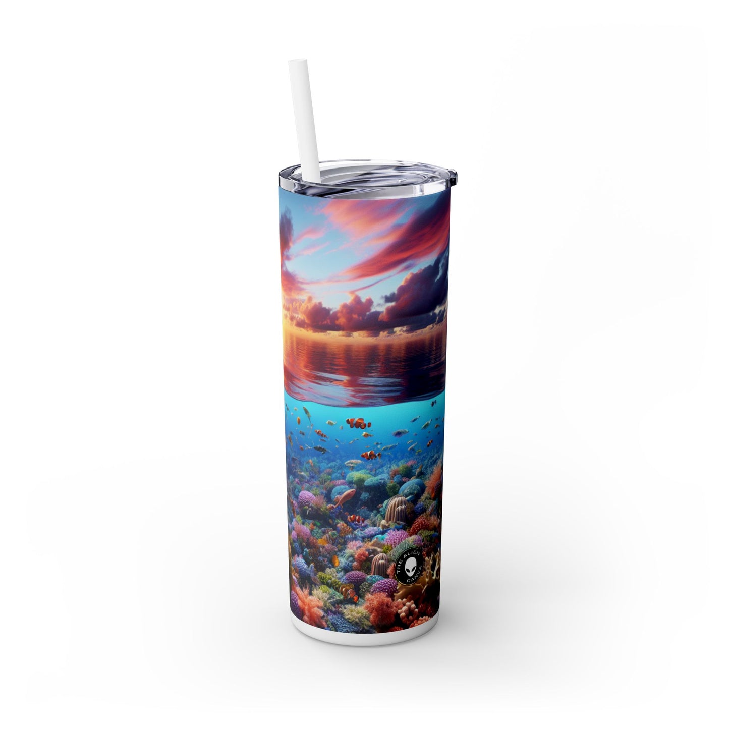 "Sunset Splendor: Underwater Coral Reef" - Vaso delgado con pajita de Alien Maars® de 20 oz