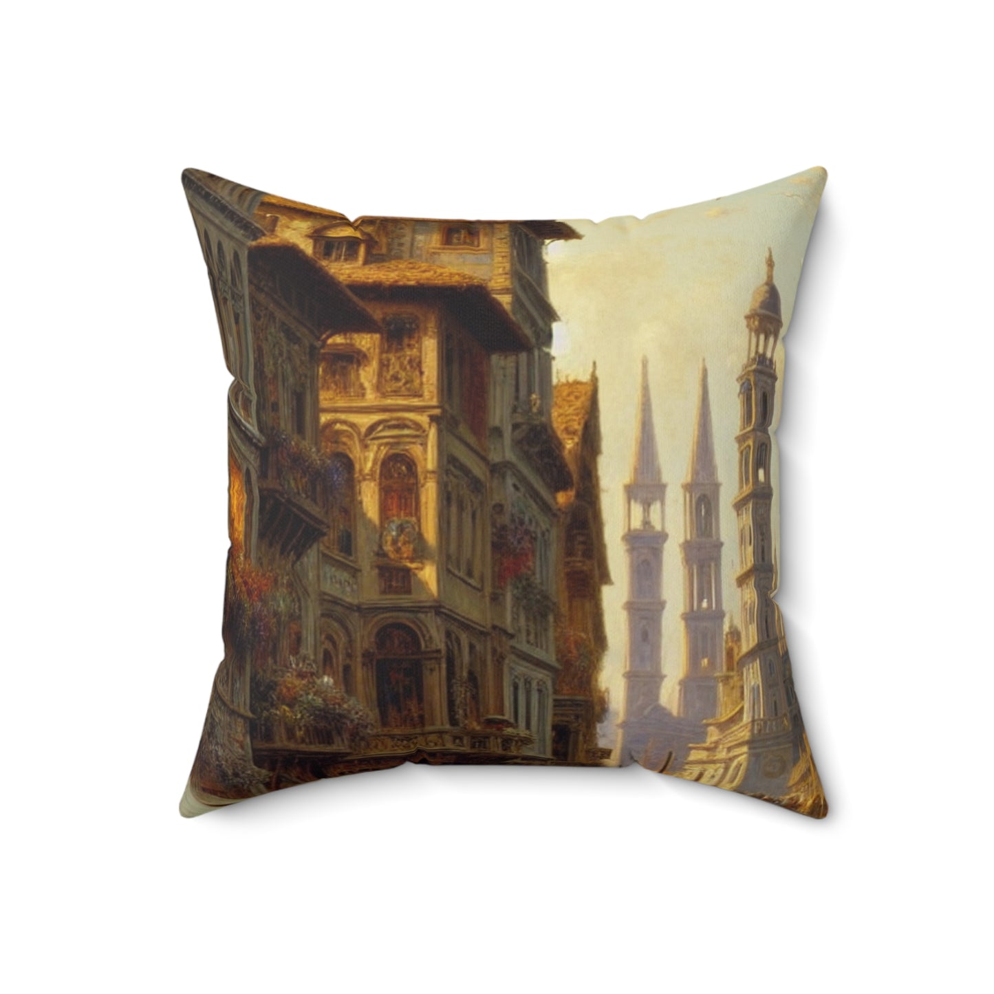 "Riviera Rhapsody: An Abstract Ode to the French Mediterranean"- The Alien Spun Polyester Square Pillow New European Painting