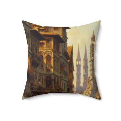 "Riviera Rhapsody: An Abstract Ode to the French Mediterranean"- The Alien Spun Polyester Square Pillow New European Painting