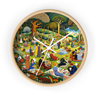 "Whimsical Village Delights" - The Alien Wall Clock Naïve Art