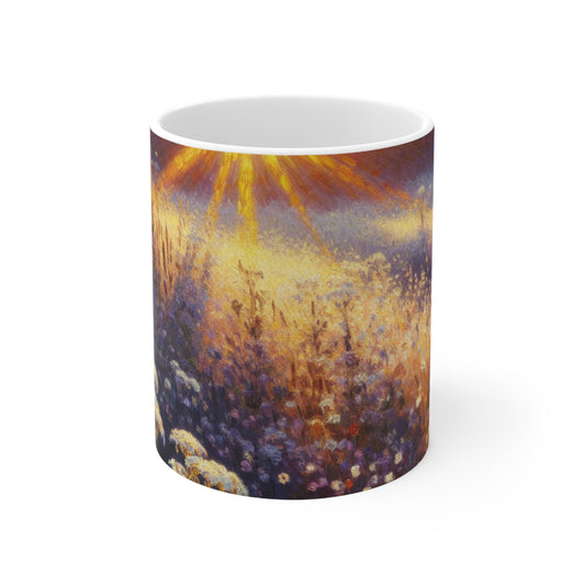 "Wildflower Sunrise" - The Alien Ceramic Mug 11oz Impressionism Style
