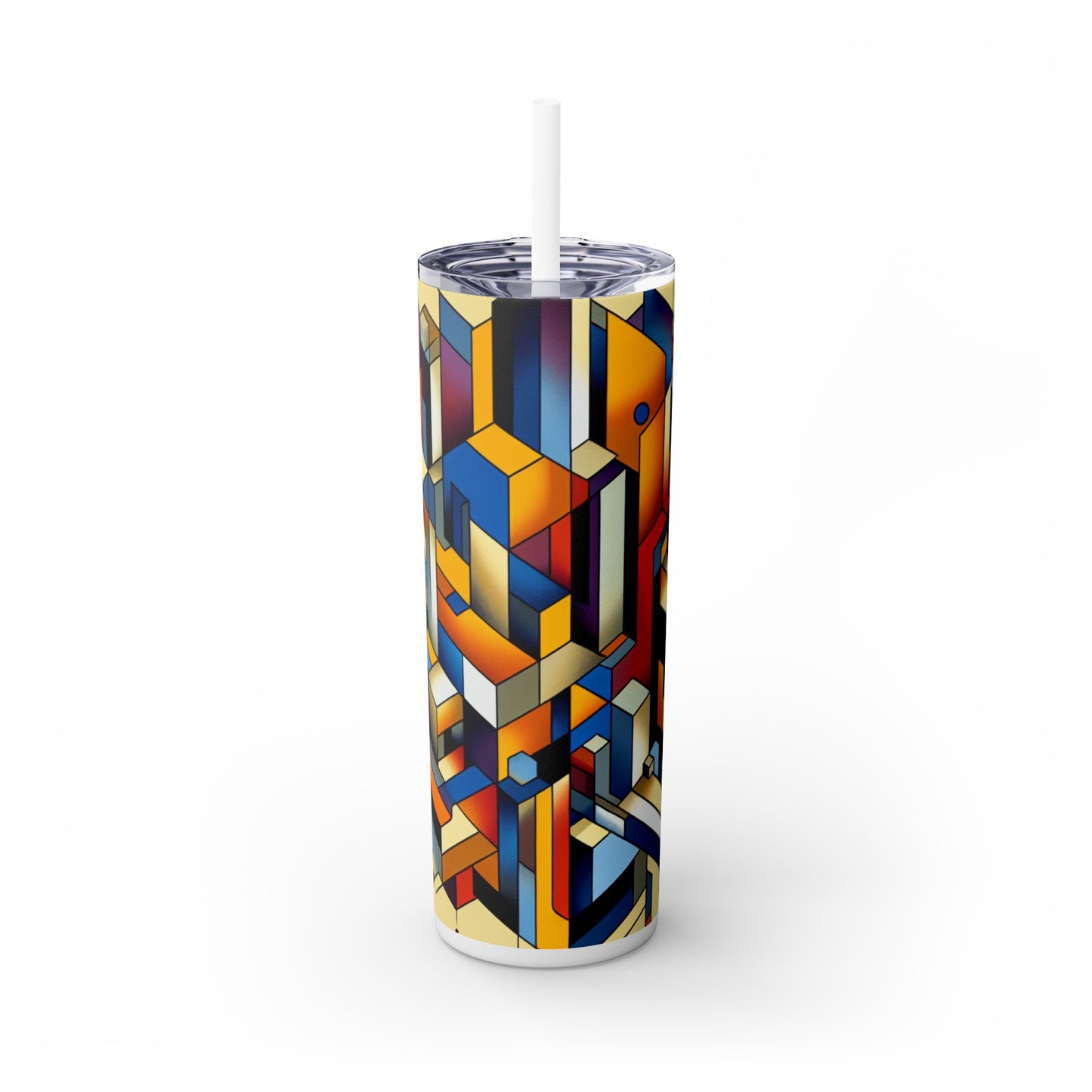 "Metropolis Pulse" - The Alien Maars® Skinny Tumbler avec paille 20oz Cubo-Futurisme