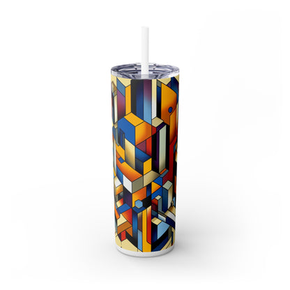 "Metropolis Pulse" - The Alien Maars® Skinny Tumbler avec paille 20oz Cubo-Futurisme