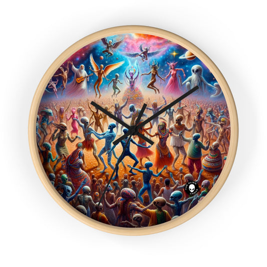 "Interstellar Rave: Embracing Cosmic Unity" - The Alien Wall Clock