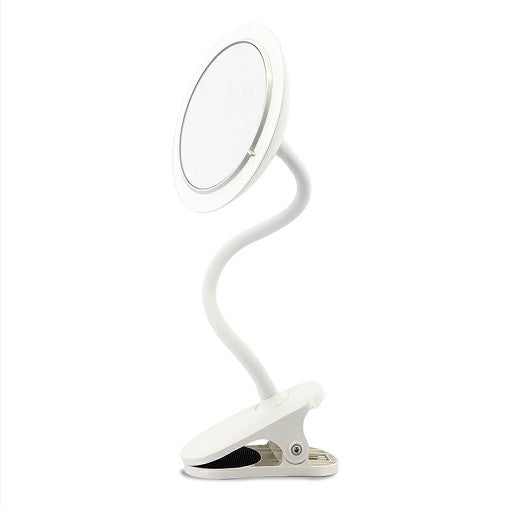 Nouveau clip miroir tuyau pince type maquillage miroir LED lumière de remplissage miroir mural bureau double miroir