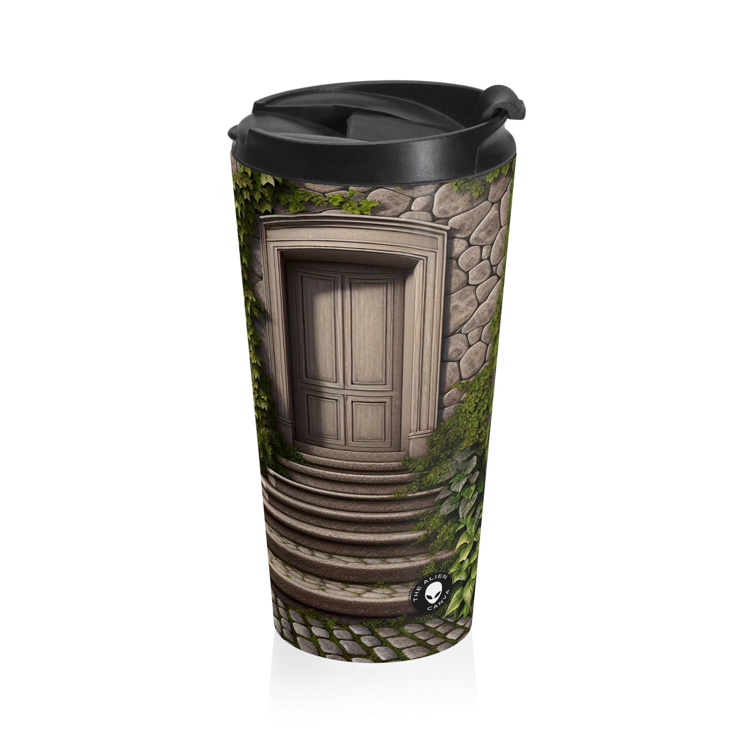 "Trompe-L'oeil Ivy Wall" - L'Alien Mug de Voyage en Acier Inoxydable Trompe-l'oeil