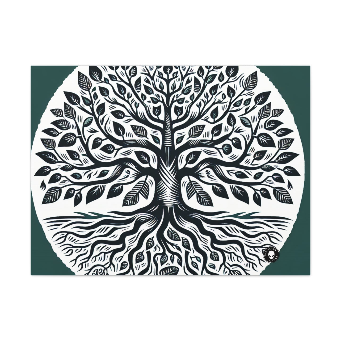 "Modern Woodcut Family Tree" - The Alien Canva Woodcut Printing