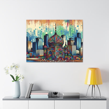 "Bright City: A Pop of Color on the Skyline" - The Alien Canva Street Art / Graffiti Style